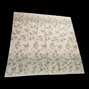VTG Sears Green English Ivy W Pink Rose Buds & Lattice Fence Shower Curtain